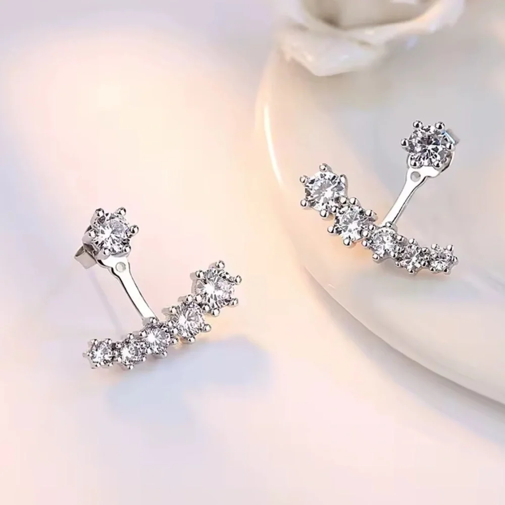 925 Sterling Silver Crystal Climber Earrings
